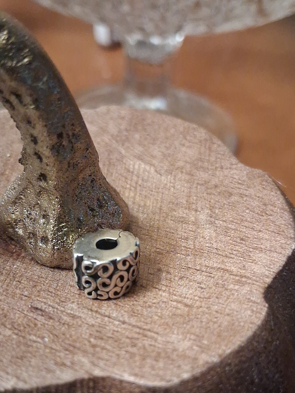 Pandora Sterling Silver Swirl Safety Barrel Charm - Silver